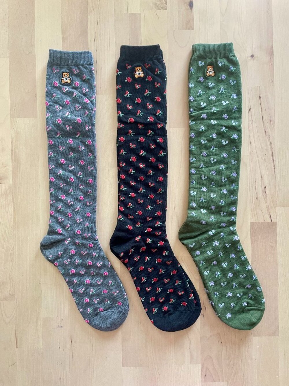Teddy Fresh Women's 3-Pack Floral Knee High Socks One Size NEW